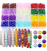 LEOBRO 8MM Glass Beads for Jewelry Making, 480Pcs Assorted Colors, Clear Round Bulk Beads for Bra...