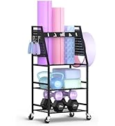 Mythinglogic Yoga Mat Storage Racks,Home Gym Storage Rack for Dumbbells Kettlebells Foam Roller, ...