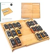 EDELHAUS Bamboo Spice Drawer Organizer - Expandable 4 Tier Spice Rack (Need 3" Deep Drawer) 12" t...