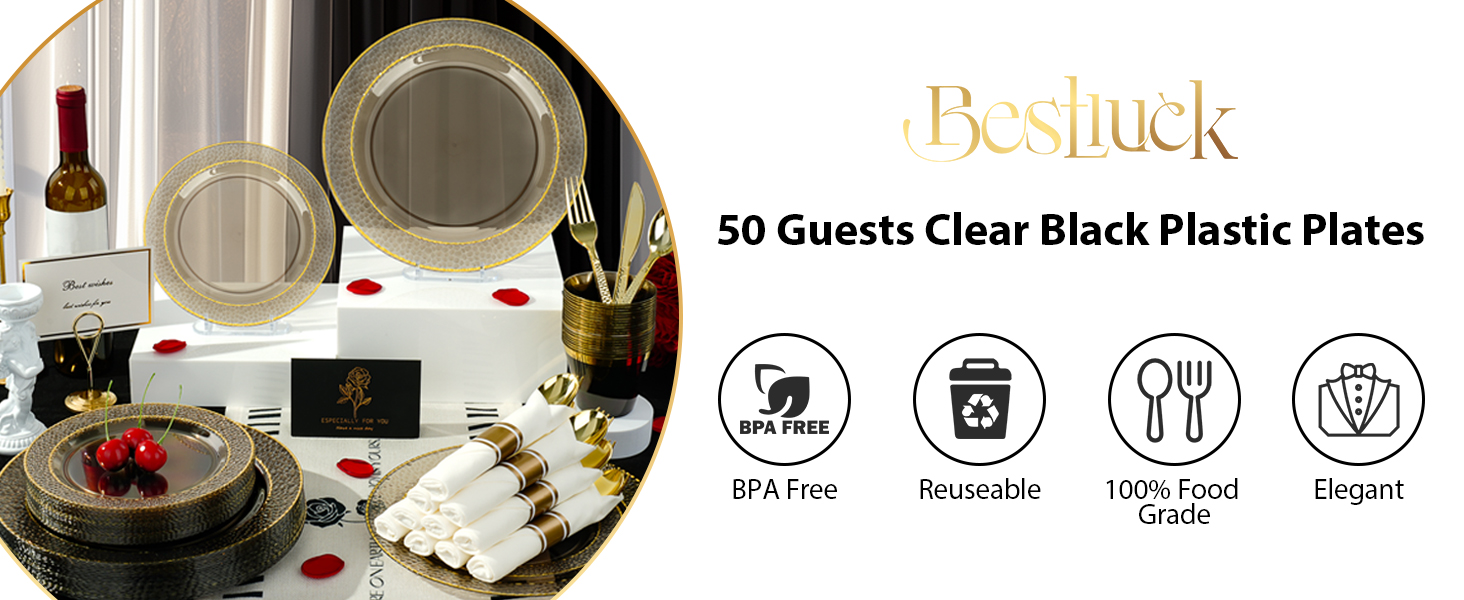 clear black disposable plates