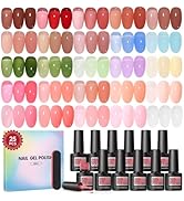 COSCELIA Jelly Gel Polish Set 25pc Brown Spring Colors Translucent Milky Jelly Gel Nail Polish fo...