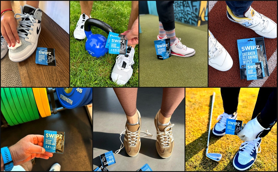 SWIPZ sneaker eraser wipes for Nike, Jordan, Adidas — gym, golf, everyday use