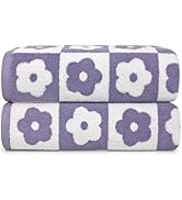 Jacquotha Cotton Bath Towels Set of 2 - Checkered Floral Charm Luxury Lightwieght Quick Dry Towel...