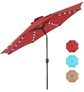 DUMOS LED Outdoor Patio Umbrella 10 FT UV-Resistant Market Umbrella with Tilt Adjustment & Crank ...
