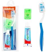 SmileGoods Adult Dental Care Kit, Travel Size Bundle w/Toothbrush with Cover, Toothpaste, and Flo...
