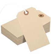 150PCS Blank Shipping Tags, 4 3/4 x 2 3/8 inches Manila Label Tags with String Attached Reinforce...