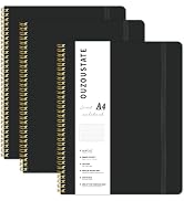 Ouzoustate Lined Spiral Notebook A4 Hard Cover Notebook 8.5