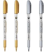 Dyvicl Metallic Markers Pens - Silver and Gold Paint Pens for Black Paper, Glass, Rock Painting, ...