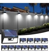 vighep 12 Pack Solar Fence Lights Waterproof, Motion Sensor Deck Lights Outdoor, Cold White LED O...