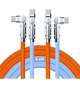 USB-C to USB-C Cable 2 Pack 6.6ft 180°Rotating Charger Cord Type C Chubby Silicone USB C to C Cab...