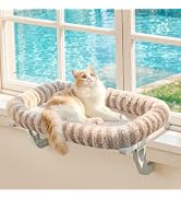 Zakkart Mellow All-Around Cat Hammock for Windowsill, Dual-Mount (Brown, M) | Hook-On or Screw-On...