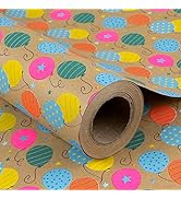 RUSPEPA Kraft Wrapping Paper Roll - Colorful Birthday Balloon Pattern - 30 Inches x 100 Feet