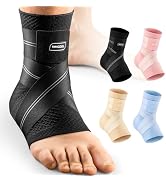 WHCOOL Flat Knitting Ankle Brace For Women&Men, 7-Zone Dynamic Compression Sleeve w/Flex Strap,Fo...