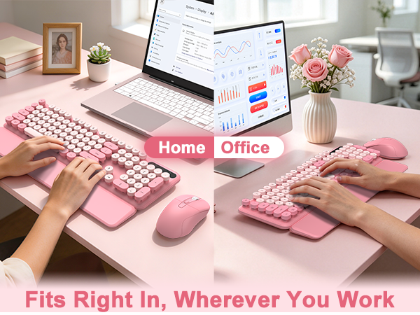 Pink Wireless Keyboard and Mouse Combo