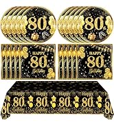 41Pcs 80th Birthday Decorations Back in 1945 Tableware Set Cheers to 80 Years Black Gold Happy 80...