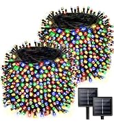 2 Pack 480 LED Solar Chrismas Lights Outdoor, 170 FT Super Long Solar String Lights for Outside w...