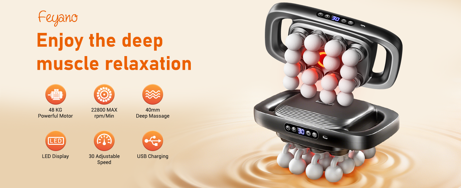 Feyano 20-speed massager, ultra-silent, USB charging