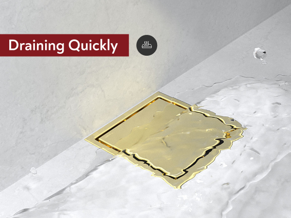 gold square shower drain