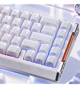 Womier Starry Sky Translucent Crystal Keycaps, Jelly Clear Keycaps-White | Glittering Keycaps 124...