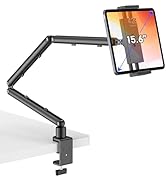 iPad Holder for Desk, Adjustable Tablet Arm iPad Desk Mount with C-Clamp, 30" Foldable Long Arm &...