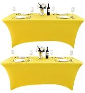 ZarzaaSik 2-Pack 6ft Spandex Table Covers for Rectangle Standard Folding Tables - Wrinkle Resista...