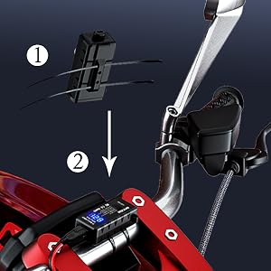 BATIGE Motorcycle USB Charger SAE To USB Adapter Quick Charge Type C and USB 3.0 install - 1