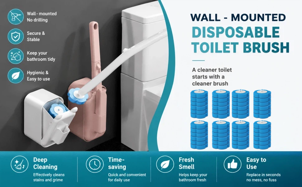 disposable toilet brush;toilet bowl wand;toilet cleaner brush;bathroom toilet brush