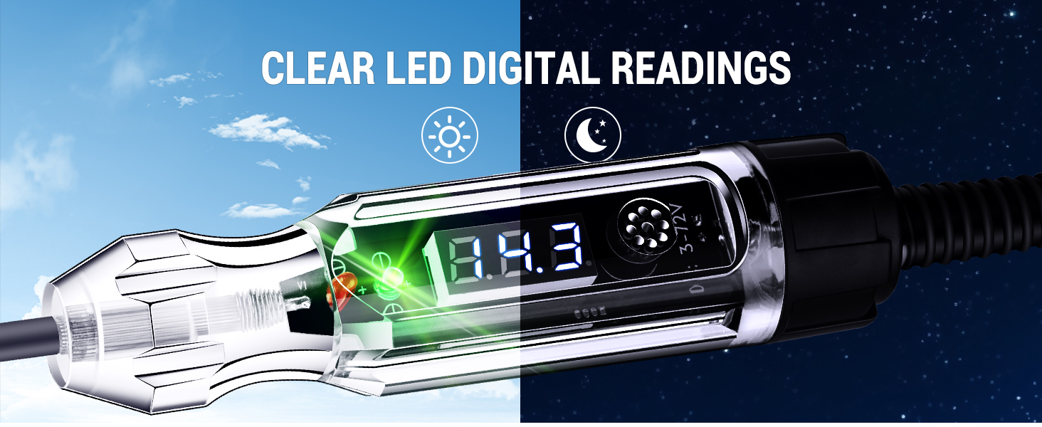 clear led digital readings during day and night