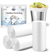 Small Trash Bags 4 Gallon - 108 Count Leakage-Proof 4 Gallon Trash Bag, Small Garbage Bags for Of...