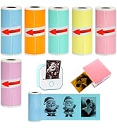SZMILAIDUO 6 Rolls Colored Thermal Sticker Paper for Phomemo T02/M02/M02S PRO Mini Printer,Self-A...
