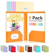 Sooez 6 Pack Pocket Folders with Labels, Heavy Duty Plastic File Folders with Pockets, Poly Folde...