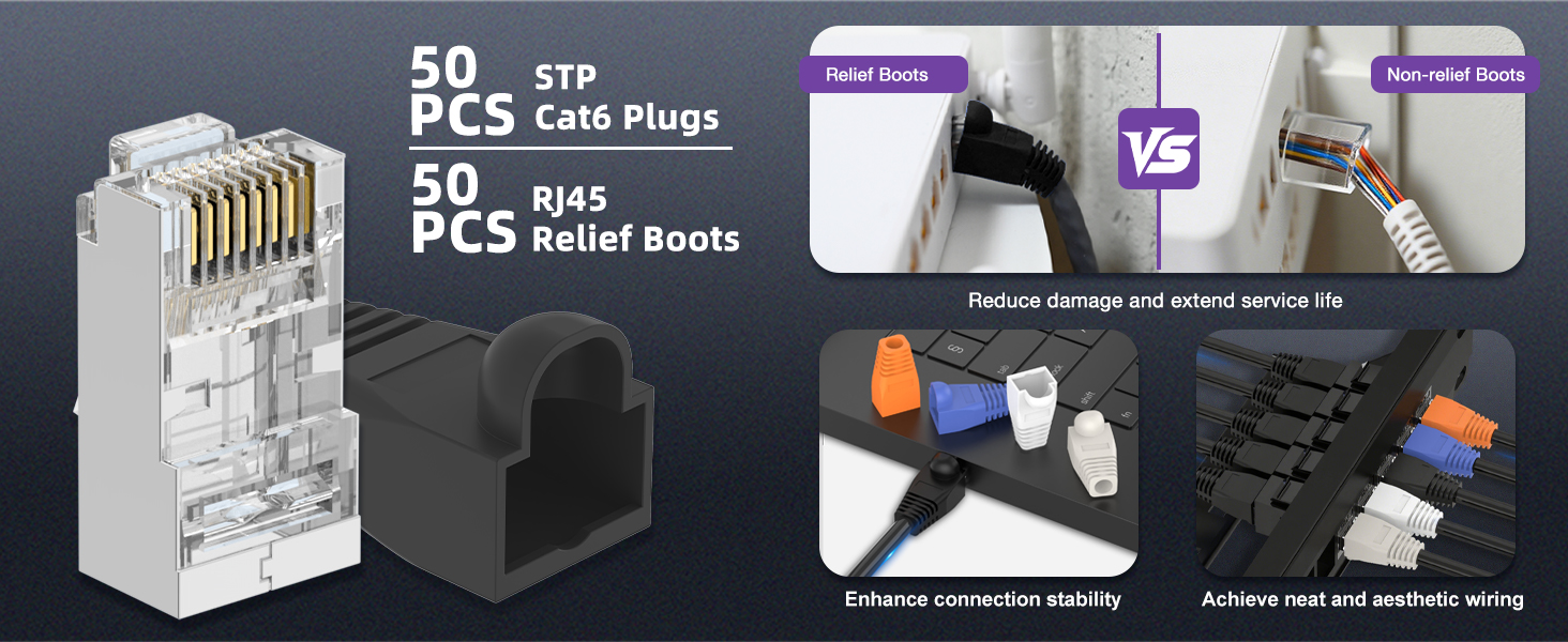 STP Cat6 connectors WITH Boots