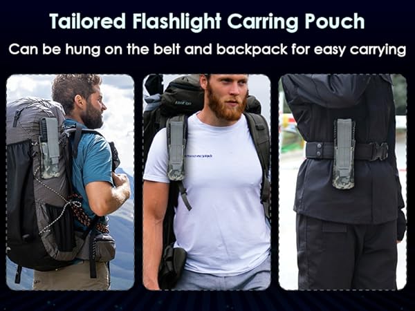 Hand Free Flashlight With Carring Pouch & Adjustable Tail Rope