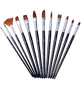 Artme 12 Piece Nylon Artist Brush Set for Acrylic Oil Watercolor Gouache | Assorted Nylon Tips wi...