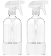 Worldgsb 2 Pack Glass Spray Bottles with Silicone Sleeve, 16 oz Empty Refillable Containers with ...