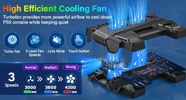 ps5 stand and controller charger with cooling turbo fan