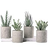 WUKOKU 4pcs Small Fake Plants Artificial Succulents Plants for Bedroom Bathroom Farmhouse Office ...