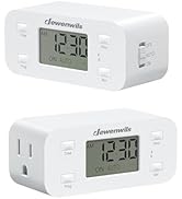 DEWENWILS 24 Hour Programmable Digital Timer Outlet, 2 Pack Timers for Electrical Outlets, Light ...