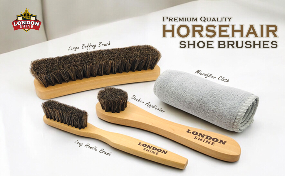 horse hair shoe brushes kit set