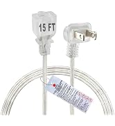 Clear Extension Cord 15 FT, Indoo/Outdoor 2 Prong Extension Cord with Flat Plug, Invisible Slim E...