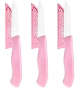 DUFEIMOY 3 Inch Pink Ceramic Knife Set, Small Paring Knives Set of 3, Peeling Knife, Fruit Knife,...