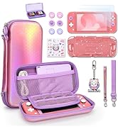 innoAura Switch Lite Case, 15 in 1 Switch Lite Accessories Bundle with Mermaid Switch Lite Carryi...
