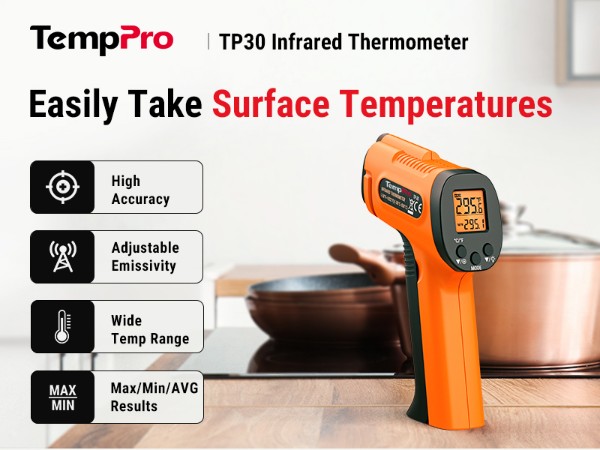 laser thermometer gun for HVAC Pizza oven griddle with adjustable emissivity
