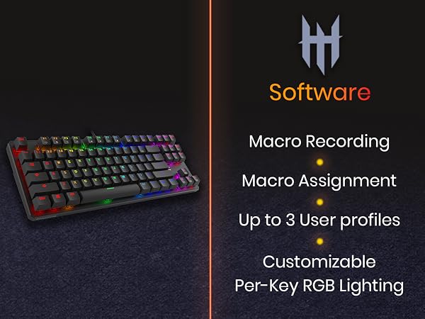 Tecware Phantom 87 gaming keyboard mechanical keyboard software RGB custom macro wired