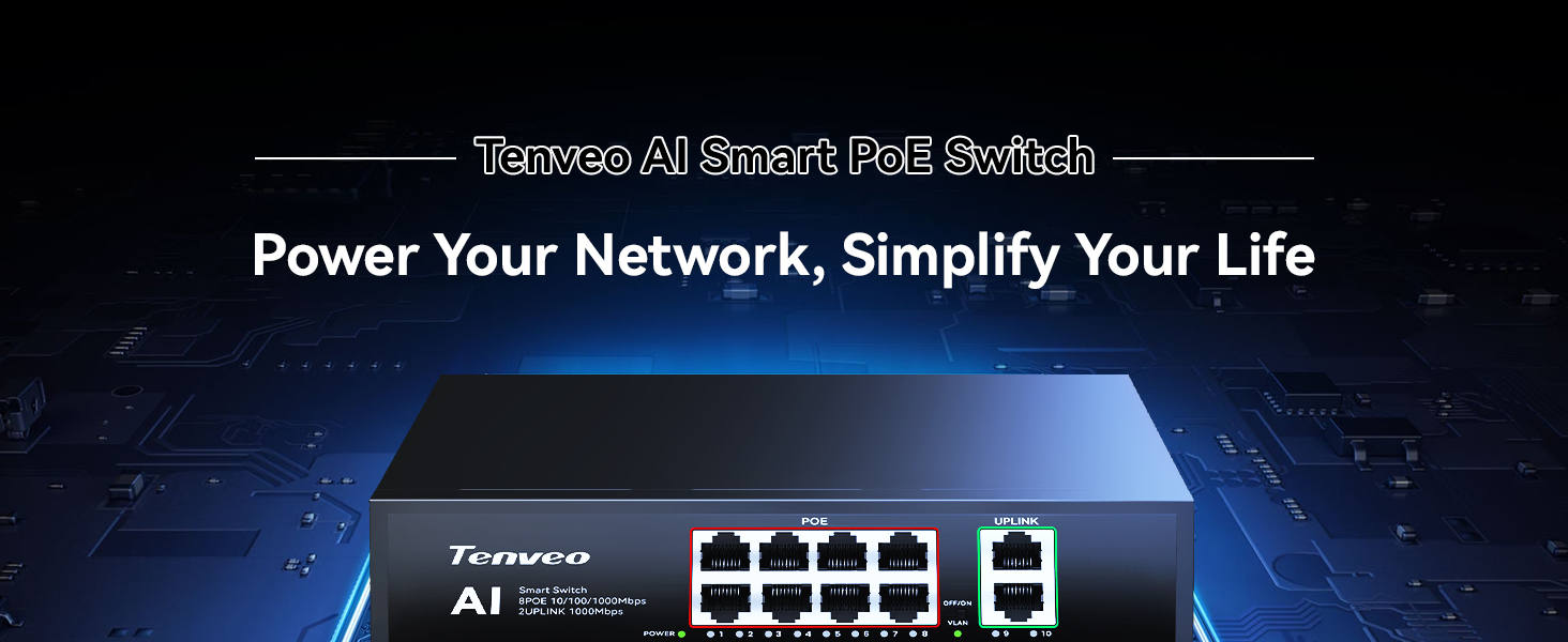Tenveo PoE8 - 8 Port Full Gigabit PoE Switch