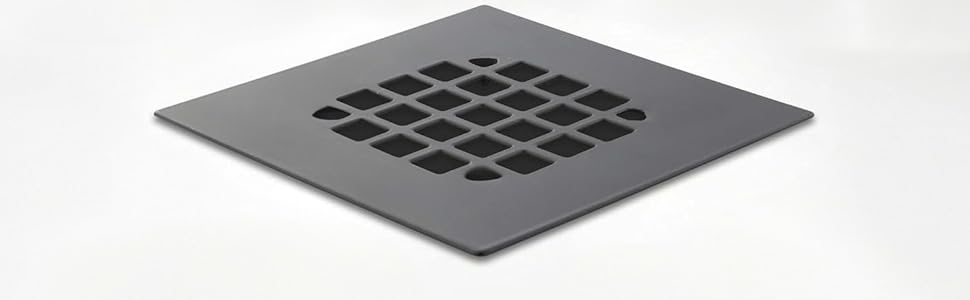 4-14" Square Matte Black Shower Grate in use