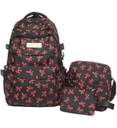 CEUTNIZ Cute Bow Backpack Kawaii Coquette Backpack Preppy Laptop Rucksack Cute Nylon Backpacks 3P...