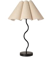 KUNJOULAM Small Table Lamp, Bedside Nightstand Lamp with Adjustable Beige Lampshade Black Base, M...