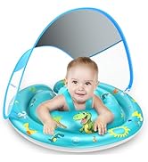 LAYCOL Baby Pool Float with Canopy UPF50+, 120°Adjustable Sun Protection and Anti-Tip Safety Seat...