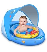 LAYCOL Baby Pool Float with Canopy UPF50+, 120°Adjustable Sun Protection and Anti-Tip Safety Seat...